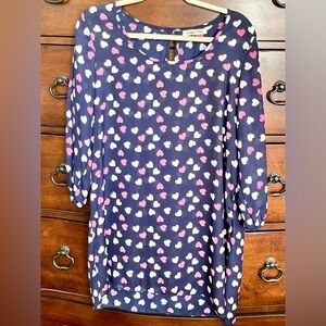 Wishful Park Navy Heart Print Blouse
